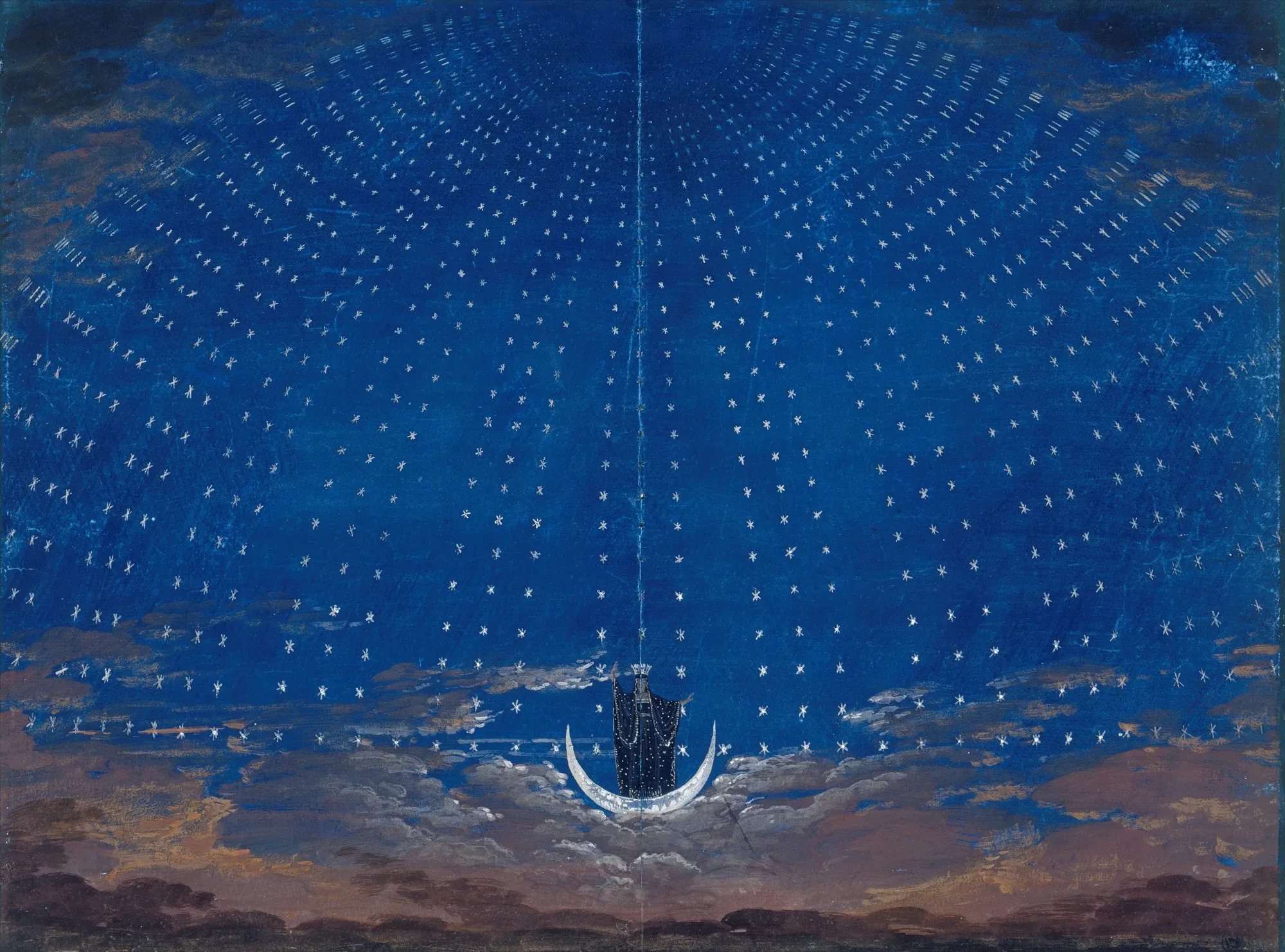 La Sala stellata della Regina della Notte, scenografia di Schinkel per Il flauto magico
